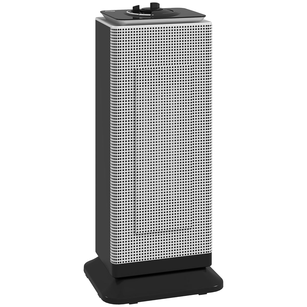 Calefactor cerámico compacto negro de 2000 W sobre fondo blanco