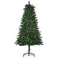 Abeto de Navidad artificial verde de 150 cm con base de acero desmontable, vista frontal sobre fondo blanco