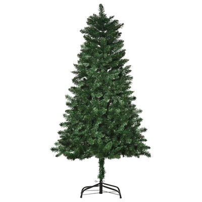 Abeto de Navidad artificial verde de 150 cm con base de acero desmontable, vista frontal sobre fondo blanco