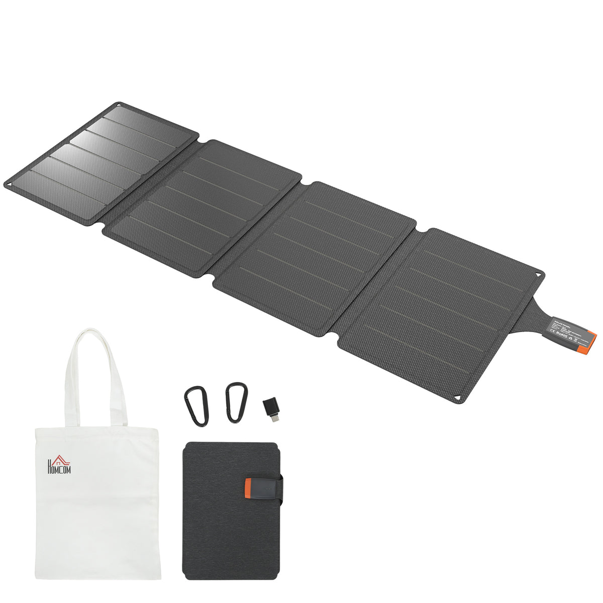Cargador solar plegable, vista frontal
