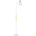 Lámpara de pie de lectura blanca y dorada con altura ajustable y pantalla orientable