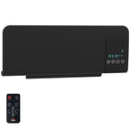 Calefactor eléctrico de pared negro con pantalla LED sobre fondo blanco