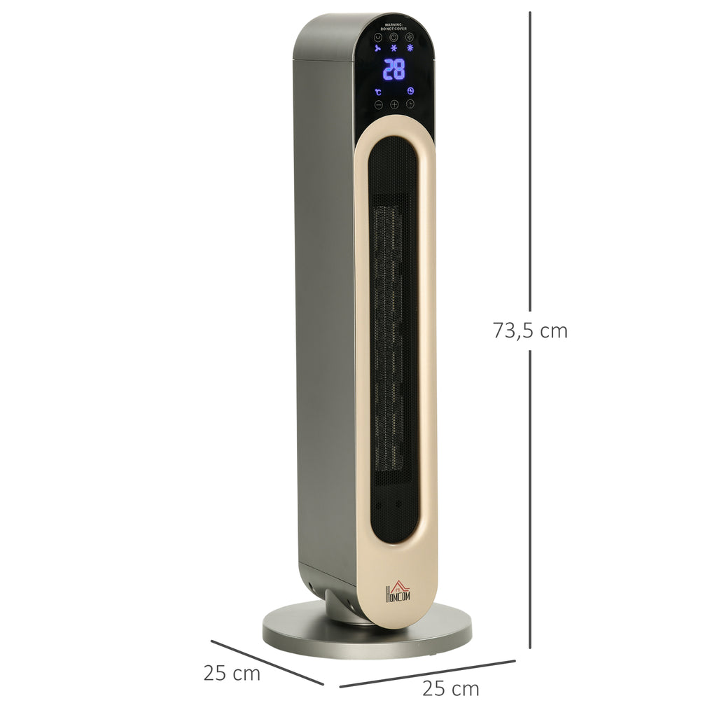 Medidas del calefactor de torre: Ø 25 cm y 73,5 cm de alto