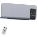 Calefactor eléctrico de pared gris con pantalla LED sobre fondo blanco