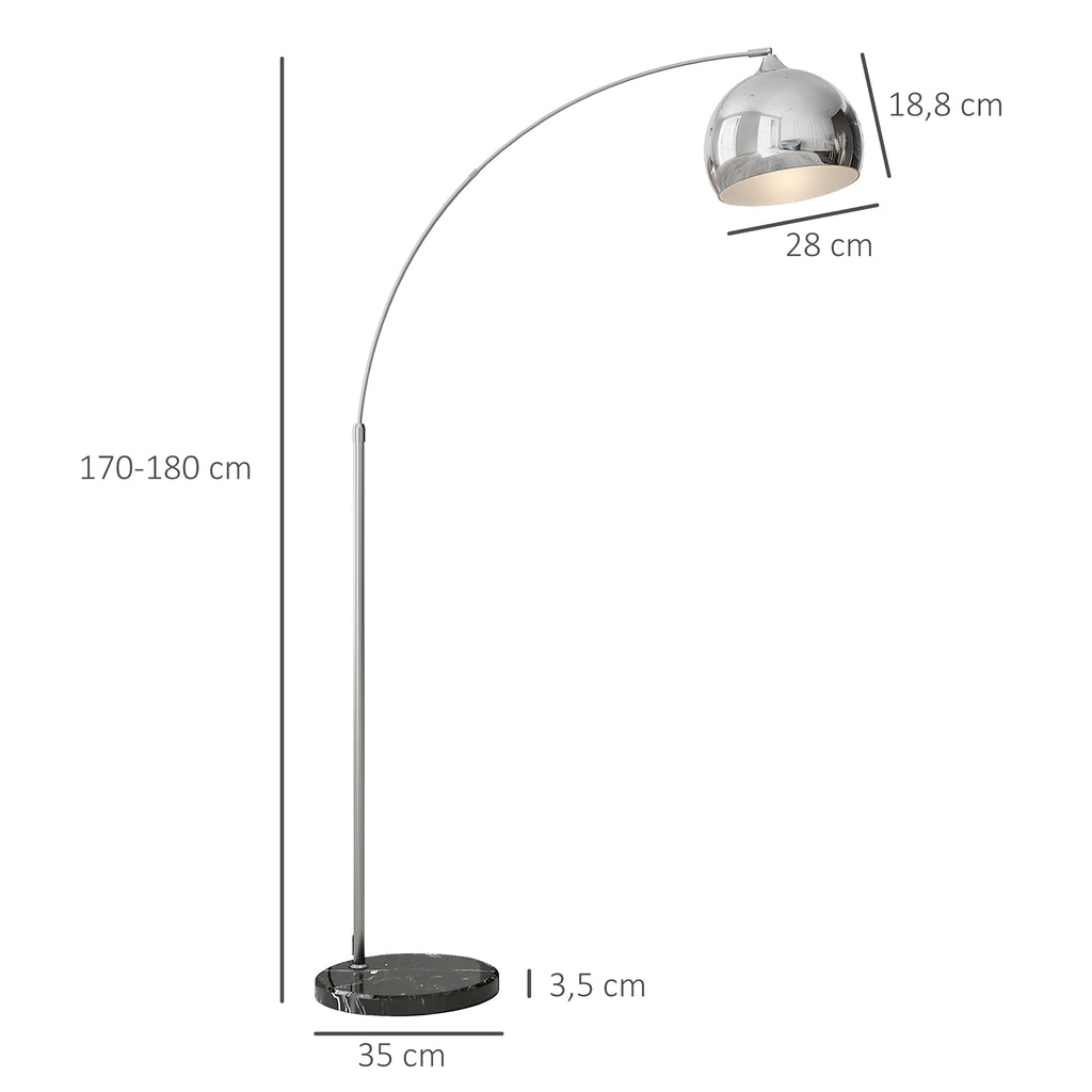 Lámpara de pie en arco plata y negro, vista 3