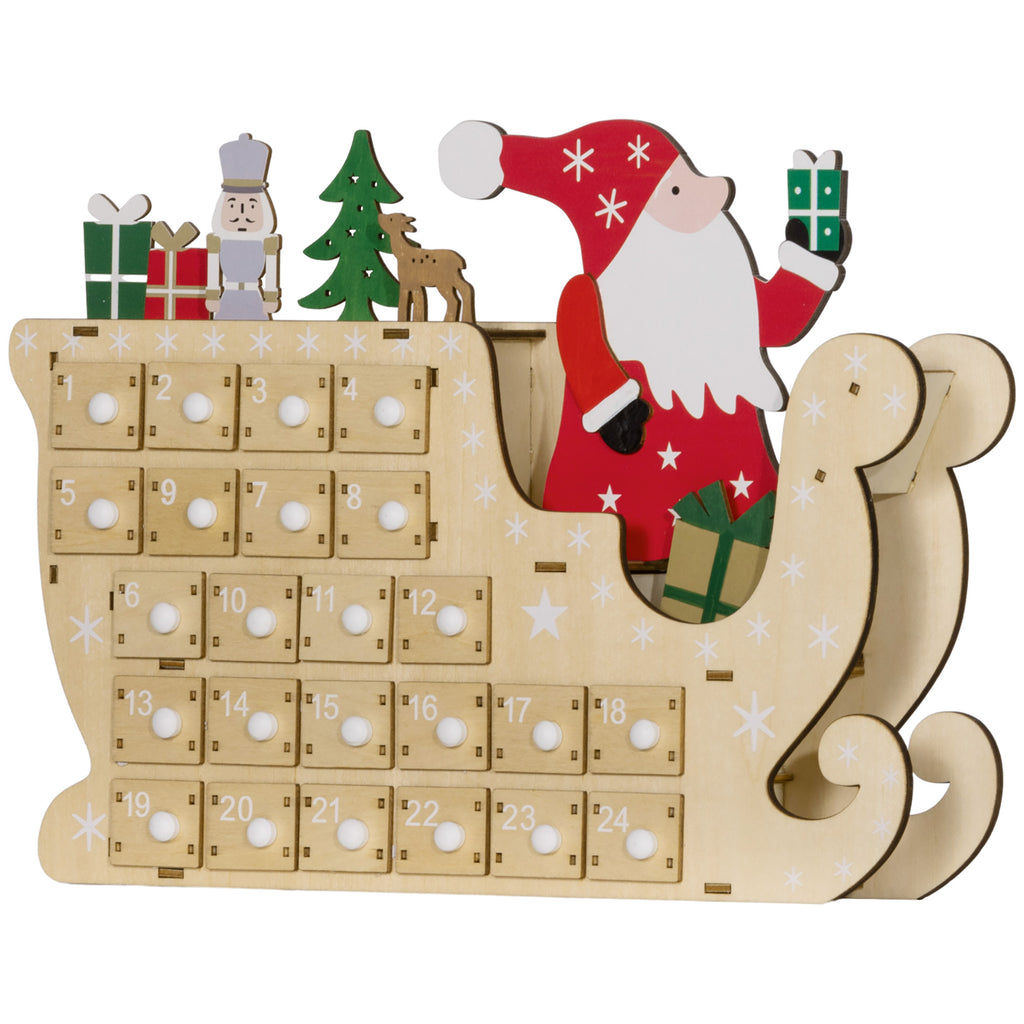 Calendario de Adviento de madera, vista frontal