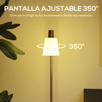 Lámpara de pie LED blanca y dorada con pantalla giratoria, vista 5