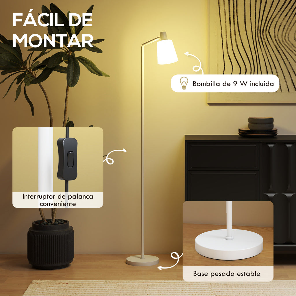 Lámpara de pie LED blanca con pantalla giratoria, vista 6