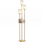 Lámpara de pie dorada de 3 luces con repisa de vidrio, vista 11
