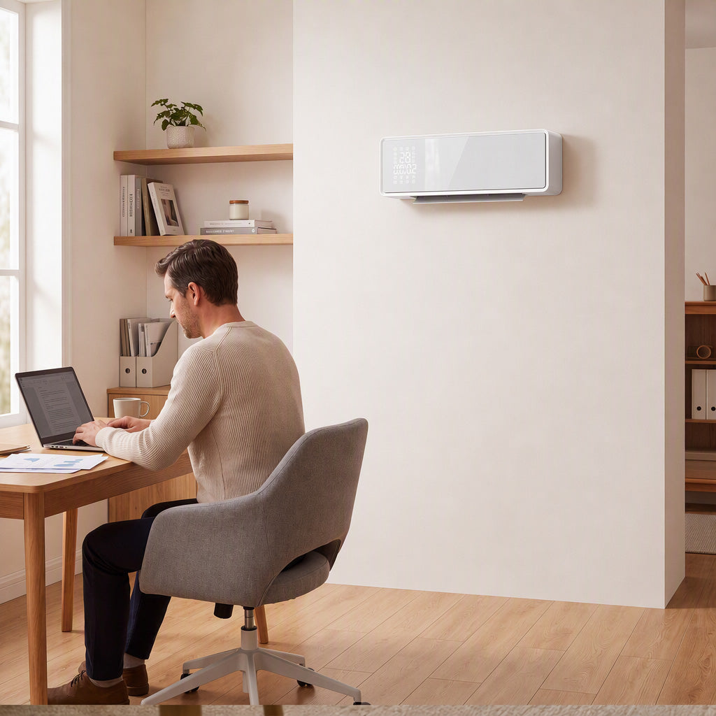 Calefactor de pared de vidrio, vista frontal