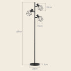 Medidas de la lámpara de pie: 169 cm de alto, base de 28 cm y focos de 15 × 20 cm