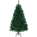 Abeto de Navidad artificial verde de 150 cm con soporte de acero, vista frontal sobre fondo blanco