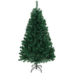 Abeto de Navidad artificial verde de 150 cm con soporte de acero, vista frontal sobre fondo blanco