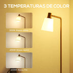 Lámpara de pie LED blanca y dorada con pantalla giratoria, vista 4