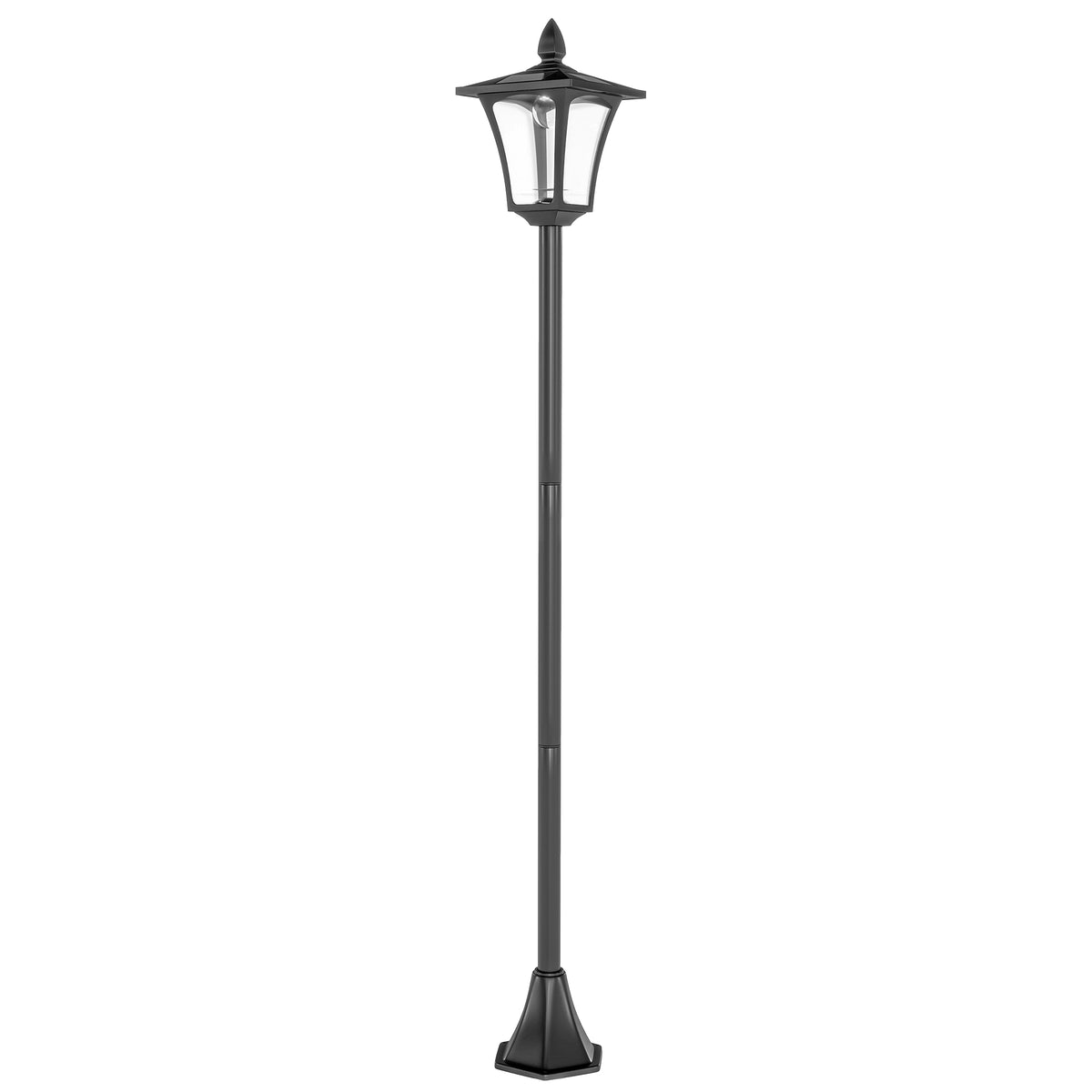 Farola solar negra, vista frontal