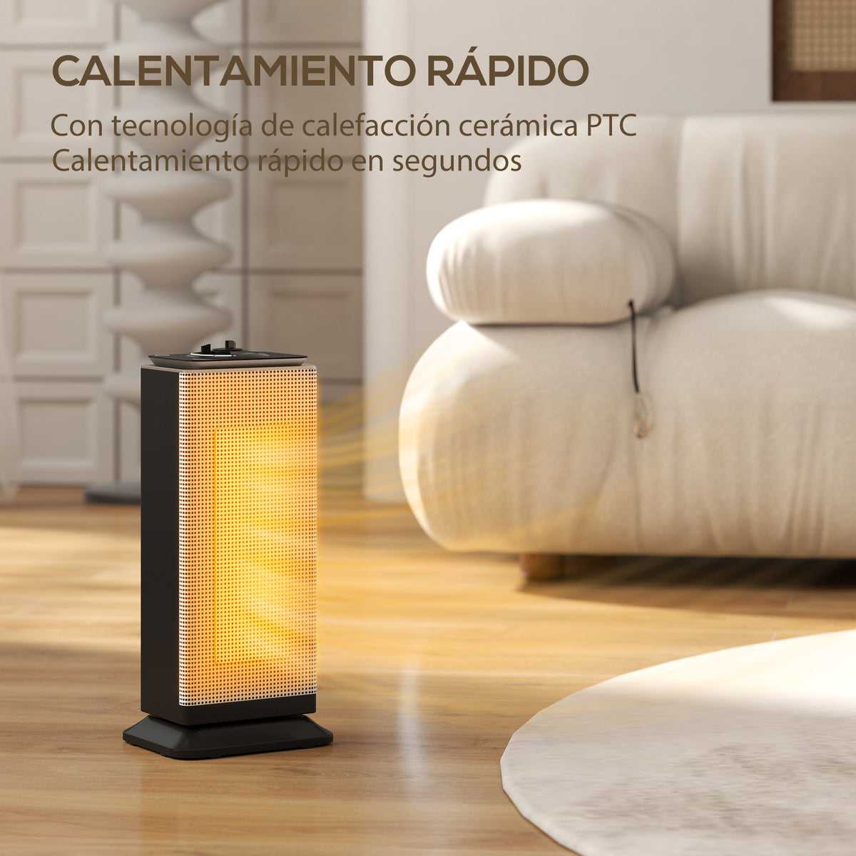 Calienta en 3 segundos con tecnología PTC