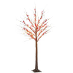 Árbol de abedul artificial de 150 cm con bayas rojas y 96 luces LED sobre fondo blanco