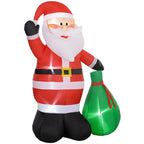 Papá Noel hinchable de 180 cm con el saco verde, vista completa sobre fondo blanco