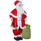Figura de Papá Noel de 140 cm con campana y saco, vista de tres cuartos sobre fondo blanco