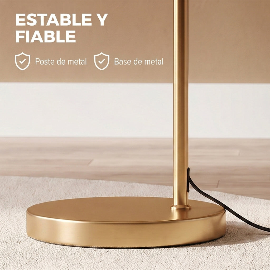 Base redonda de metal dorado estable de la lámpara de pie