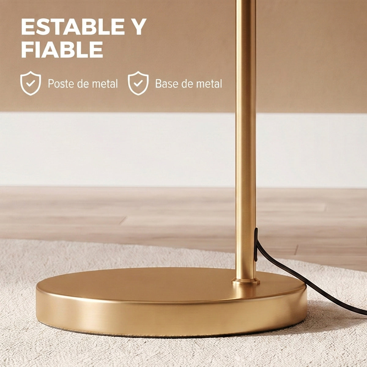 Base redonda de metal dorado estable de la lámpara de pie