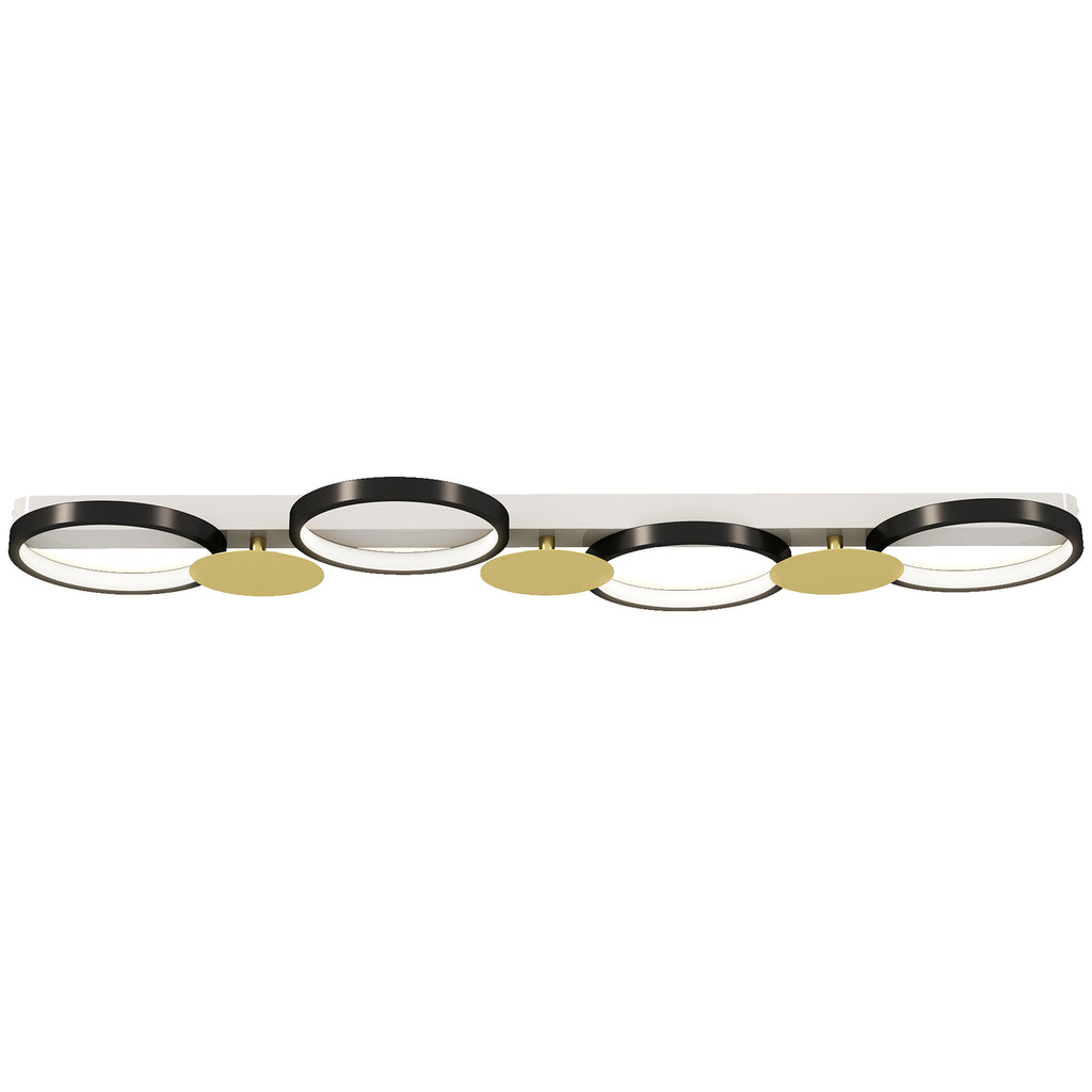 Plafón LED de techo con cuatro anillos negros y dorados, vista 10