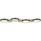 Plafón LED de techo con cuatro anillos negros y dorados, vista 10