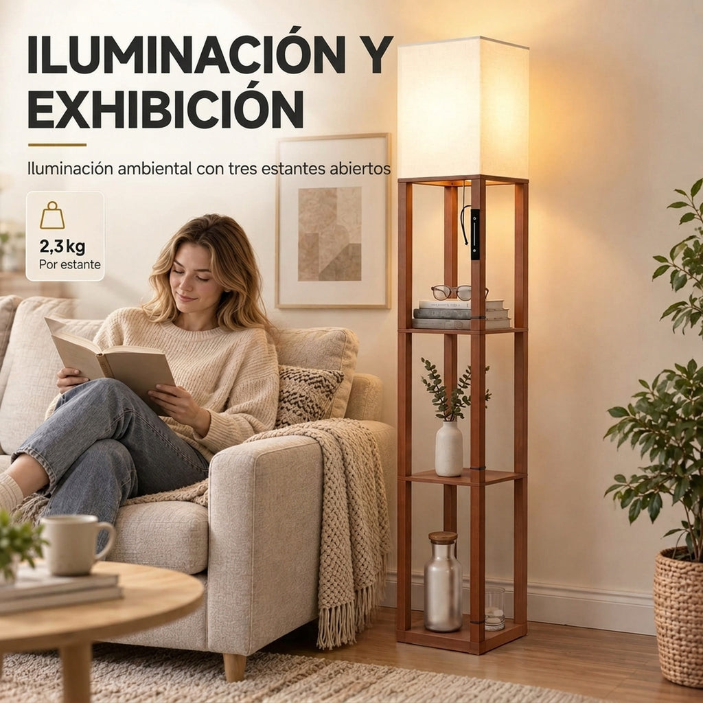 Iluminación y exposición: estantes para libros, plantas y fotos
