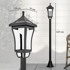 Medidas del farol solar: Ø 15 cm y 127 cm de alto