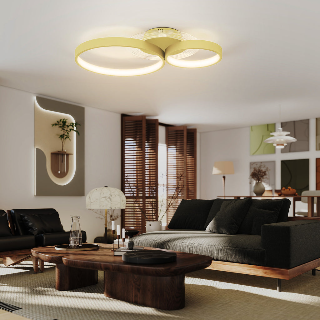 Plafón LED de tres aros en un despacho