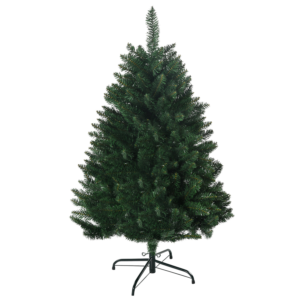 Abeto de Navidad artificial verde de 120 cm, vista de frente sobre fondo blanco