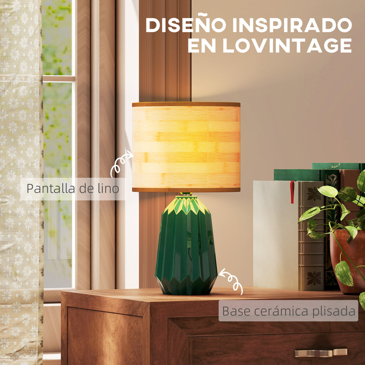 Base de cerámica plisada de estilo vintage