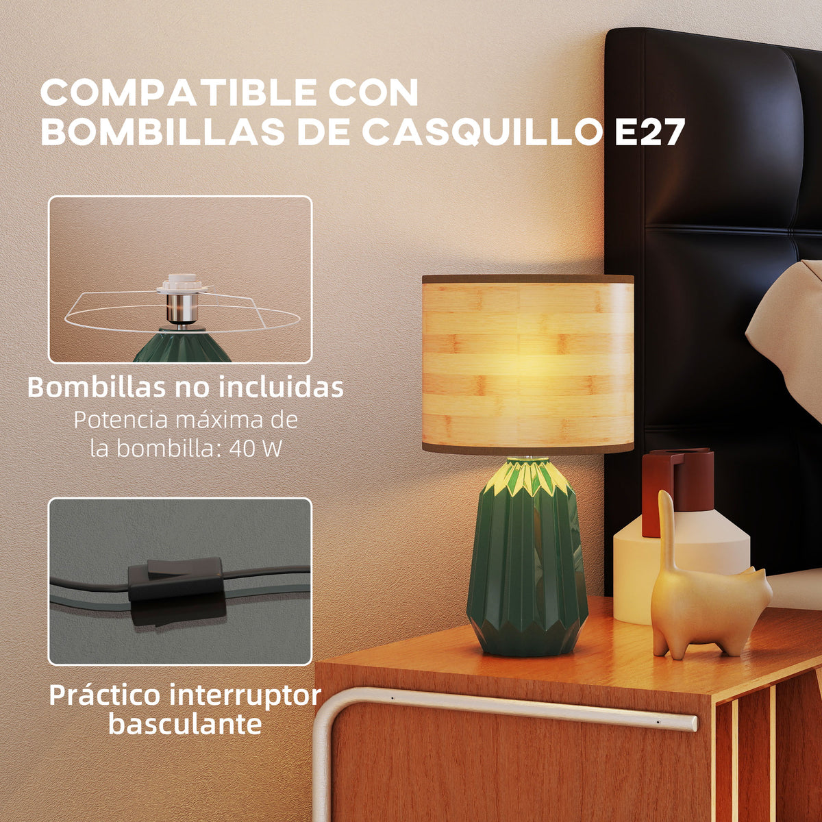 Pantalla de lino grueso que difunde una luz cálida