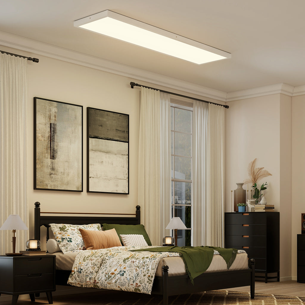 Plafón LED de techo en un dormitorio