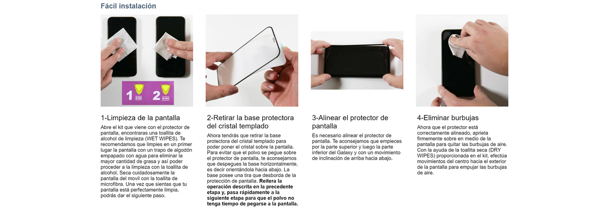 Cobertura total, compatibilidad con fundas, reconocimiento facial y visión HD del protector de pantalla ALUMAR
