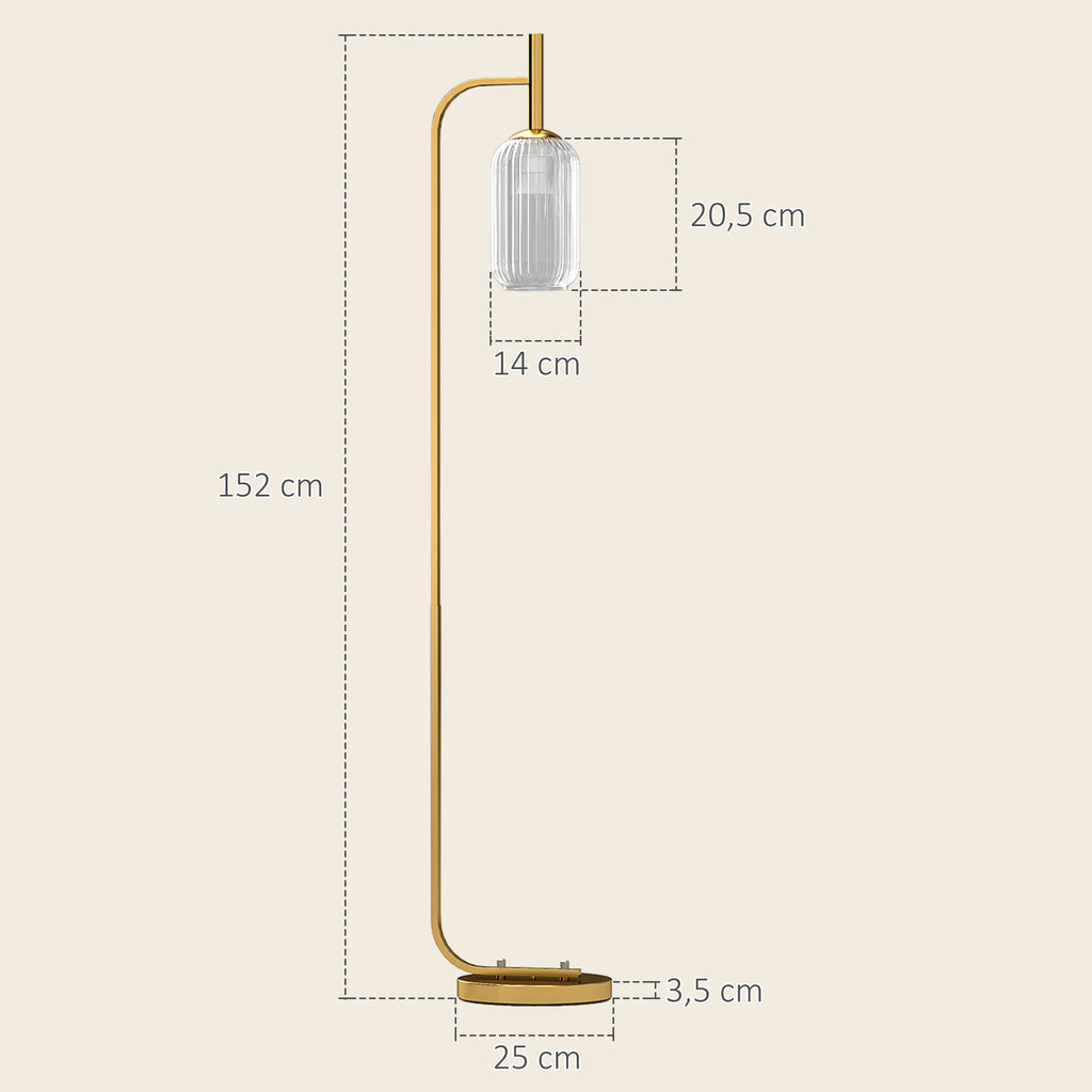 Medidas de la lámpara de pie: 152 cm de alto, pantalla de 14 por 20,5 cm y base de 25 cm