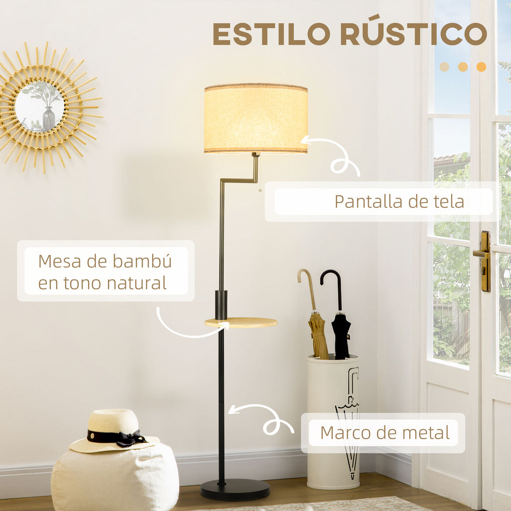 Estilo elegante de la lámpara de pie con pantalla de lino beige