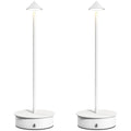 Juego de 2 lámparas de mesa LED recargables blancas sobre fondo blanco