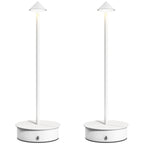 Juego de 2 lámparas de mesa LED recargables blancas sobre fondo blanco