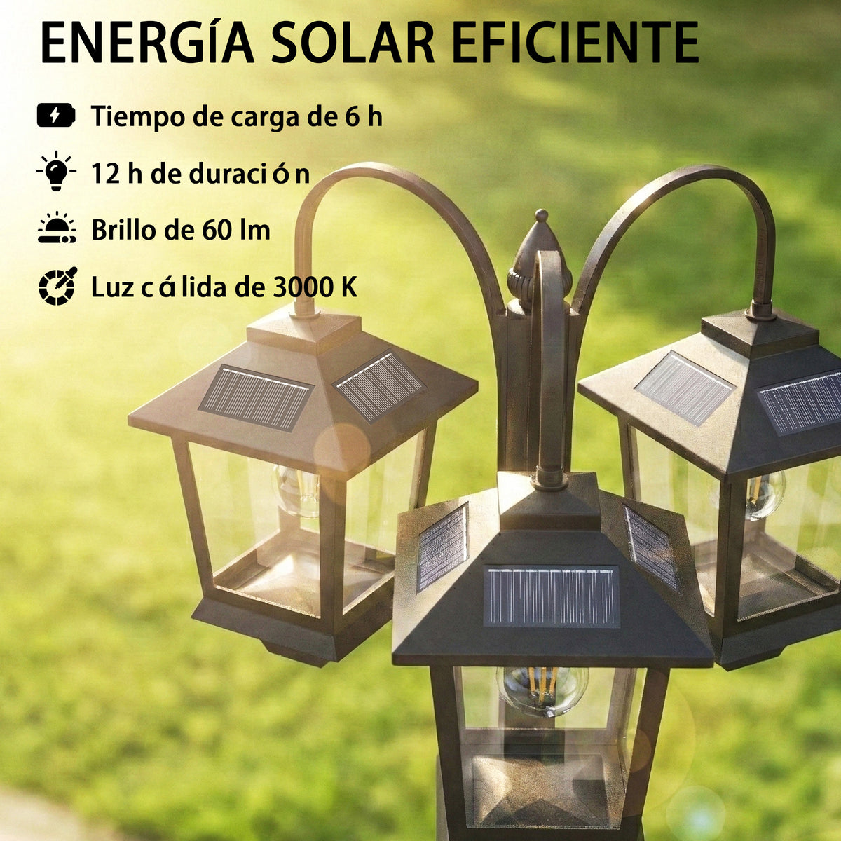 Doce paneles solares que cargan en 360°