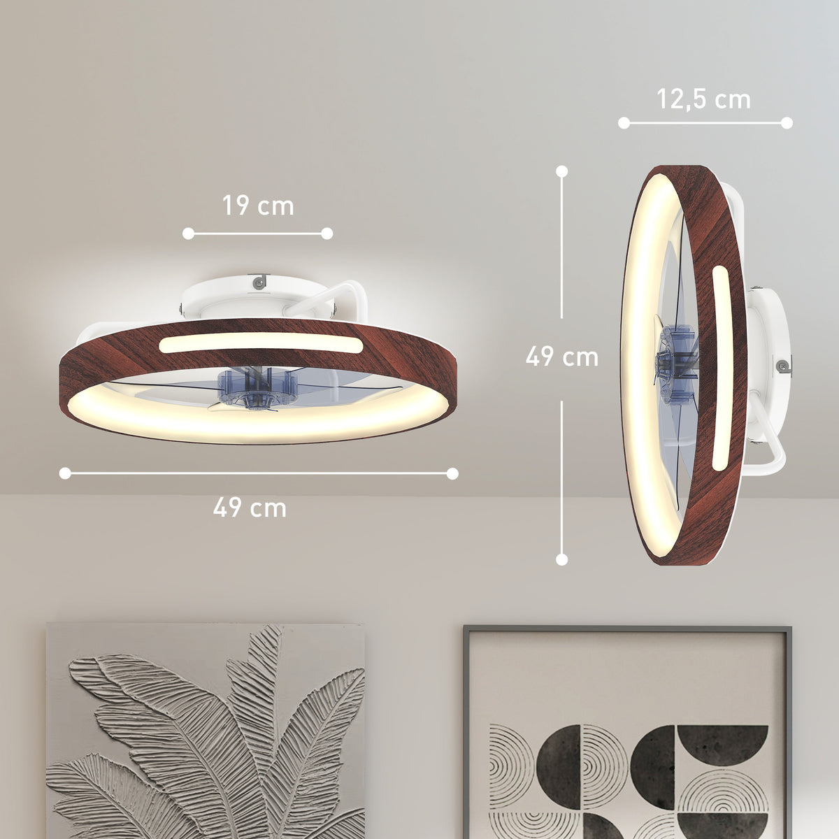 Medidas del ventilador: Ø 49 cm y 12,5 cm de alto