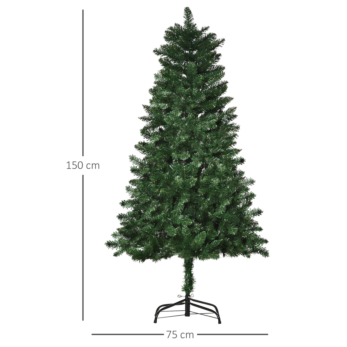 Medidas del abeto de Navidad: 150 cm de alto y 75 cm de diámetro