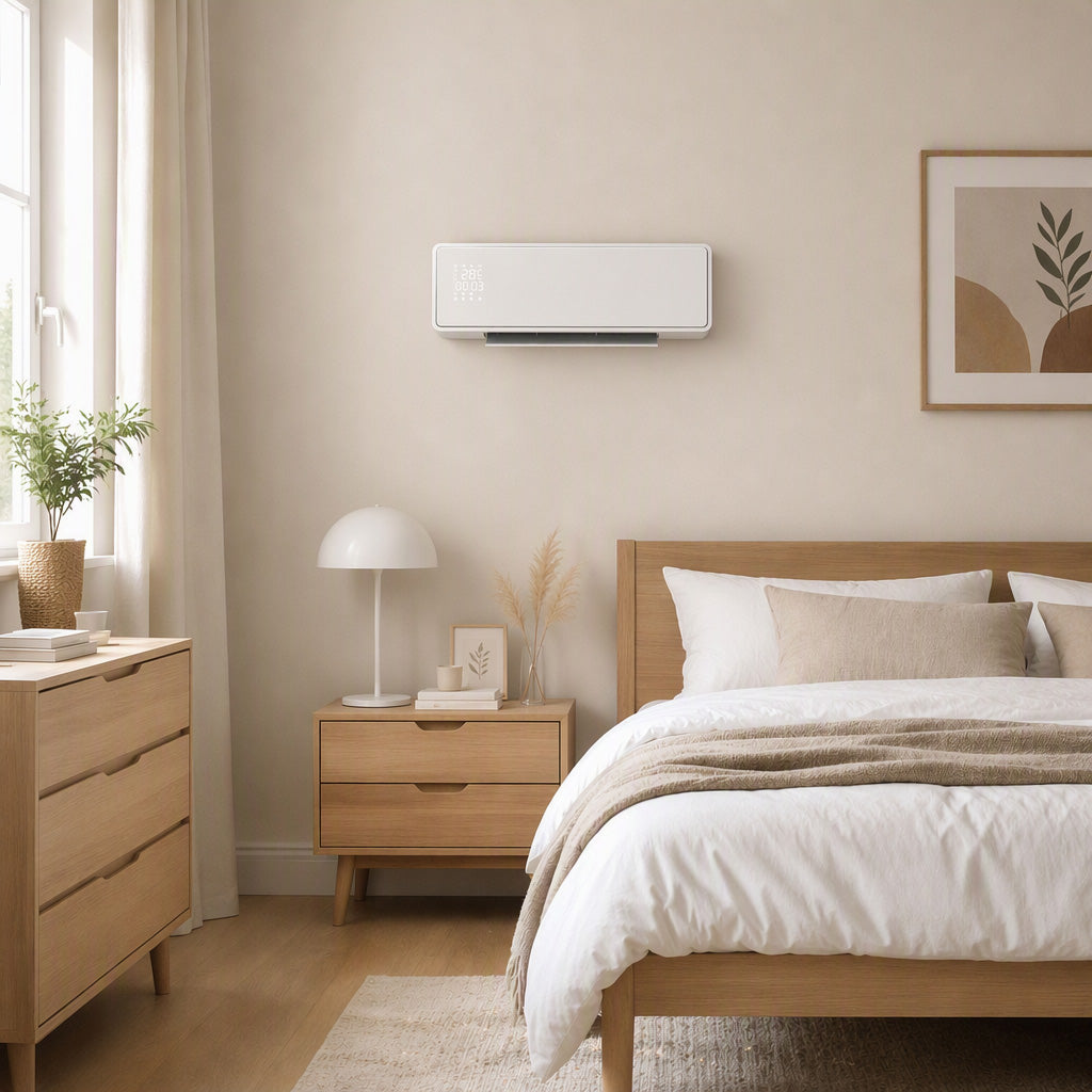 Calefactor de pared en un dormitorio