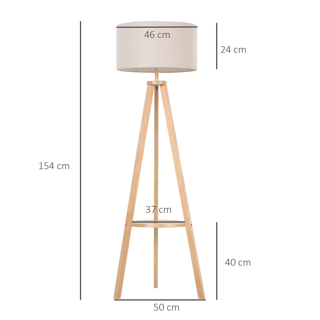 Lámpara de pie trípode con pantalla beige, vista 3