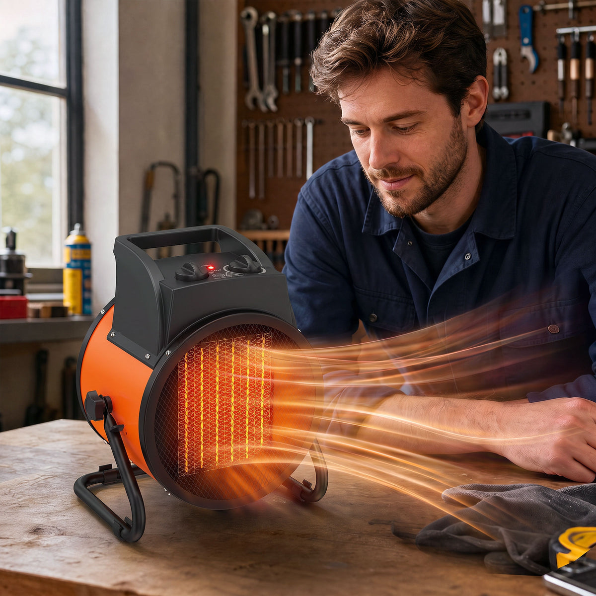 Calefactor industrial en un taller