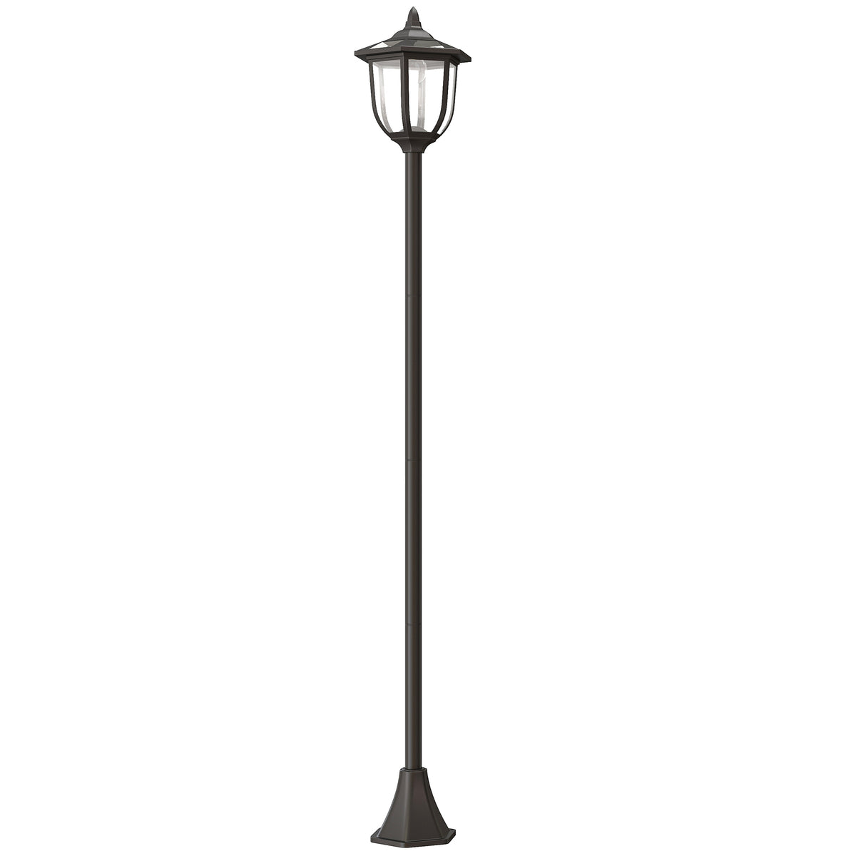 Farola solar negra, vista frontal