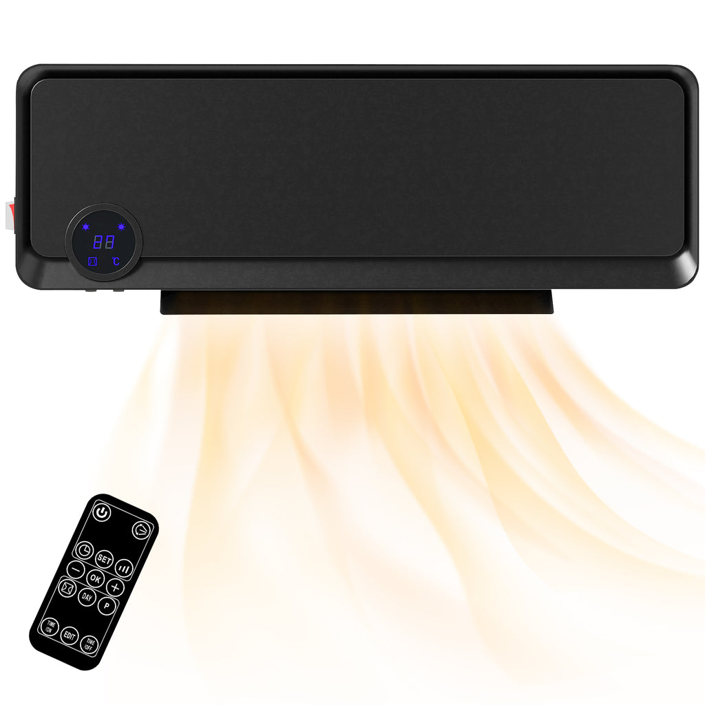 Calefactor de pared negro, vista frontal