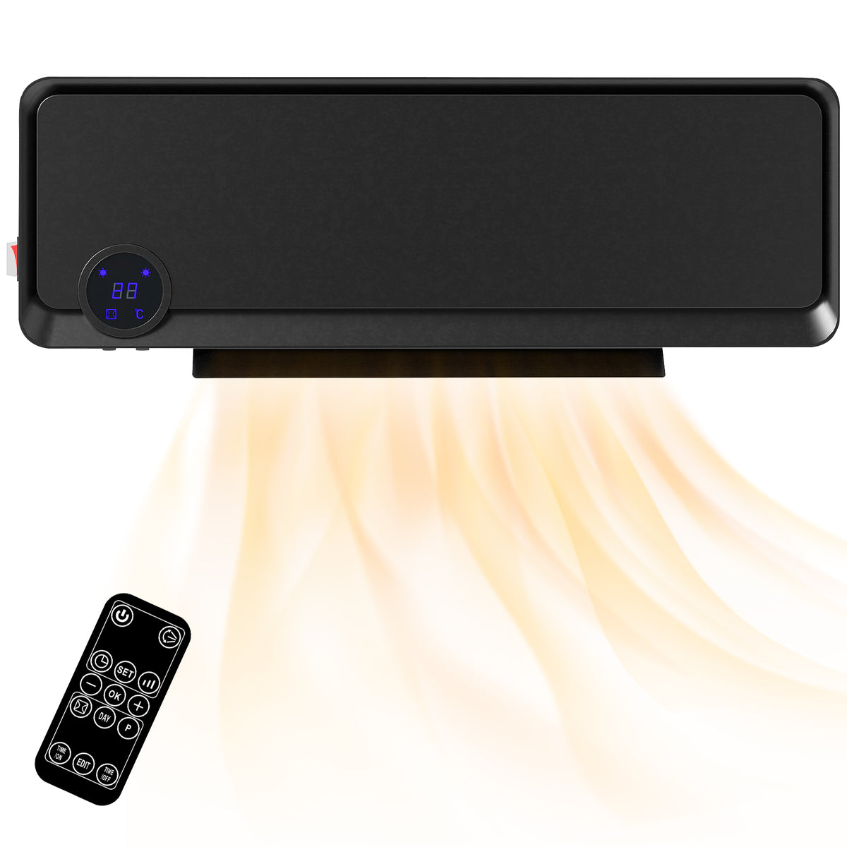 Calefactor de pared negro, vista frontal