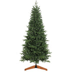 Árbol de Navidad con base de madera, vista lateral