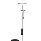 Detalle del cabezal de luz principal y del lector orientable de la lámpara de pie LED